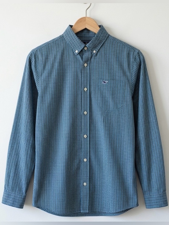 Vineyard Vines Other - Vineyard Vines Blue And Green Micro Plaid Button-Down Long Sleeve Pocket Shirt